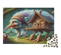 Fantasy Creature House 1000 Pieces Jigsaw Puzzles for Adults & Teens, Thick Non-Reflective Paper, Baba Yaga House, Fun Brain Teaser, Mental Workout for Concentration & Memory 38x26cm/1000pcs