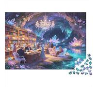 Fantasy Crystal Cave Library 1000 Piece Jigsaw Puzzle Paper for Adults Magical Universe Puzzle Game for Family Focused Relaxation Gift 70x50cm/1000pcs