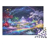 Fantasy Crystal Forest 1000 Piece Jigsaw Puzzle Paper for Adults Enchanted Night Scene Puzzle Game for Family Focus and Relaxation 52x38cm/1000pcs