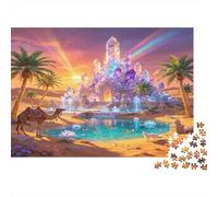 Fantasy Crystal Palace 1000 Piece Jigsaw Puzzle Paper for Adults Desert Oasis Scene Jigsaw Puzzle for Family Focus Relax Gift 70x50cm/1000pcs
