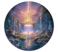 Fantasy Crystal Palace 1000 Piece Jigsaw Puzzle Round Paper Adult Jigsaw Puzzle for Adults Enchanted Waterfall Scene