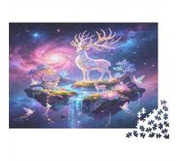Fantasy Deer 1000 Piece Jigsaw Puzzle Premium Paper for Adults Floating Island Universe Scene Puzzle Game for Family Focus Stress Relief Gift 38x26cm/1000pcs