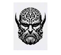 'Fantasy Demon Head' Temporary Tattoo - Water Resistant, Skin-Safe, Non-Toxic Transfer (TO00085255)