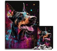 Fantasy Doberman Pinscher Adult Jigsaw Puzzles 1000 Pieces Wooden Jigsaw Puzzles for Adults Perfect DIY Art Decor Or Birthday Gift 50x75CM/19.68x29.52inch