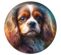 Fantasy Dog Adult Jigsaw Puzzles 1000 Pieces Round Jigsaw Puzzle 1000 Pieces Skill Level Beginner, Great for Birthday 67.5x67.5cm
