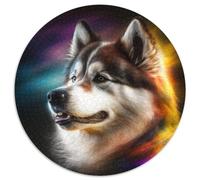 Fantasy Dog Adult Jigsaw Puzzles 1000 Pieces Round Jigsaw Puzzle 1000 Pieces Skill Level Beginner, Great for Birthday 67.5x67.5cm