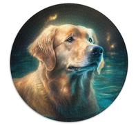 Fantasy Dog Jigsaw Puzzles 1000 Pieces for Adults Round Puzzle 1000 Pieces Jigsaw High-Difficulty Brain Teaser for Teenagers 67.5x67.5cm