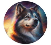 Fantasy Dog Jigsaw Puzzles for Adults, 1000 Piece 1000 Piece Round Jigsaw Puzzle Brain Teaser Game, Interactive Family Game, Suitable for Ages 14+ 67.5x67.5cm