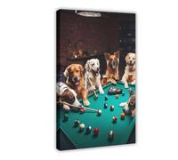 Fantasy Dog Playing Billiards Animal Art 2 Canvas Poster Bedroom Decor Landscape Office Room Decor Gift 20x30inch(50x75cm)
