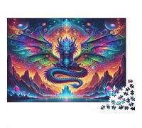 Fantasy Dragon Art 100% Recycled Cardboard Neon Dragon Art 1000Pc Puzzle Adults Unique Classic Educational Games Brainteasing 38x26cm/1000pcs