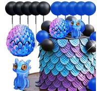 Fantasy Dragon Cake Topper Dragon Eggs Cake Decor Blue Black Balls Decor