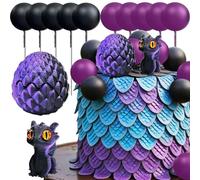 Fantasy Dragon Cake Topper Dragon Eggs Cake Decor Purple Black Balls Cake Decor for Baby Shower Birthday Wedding Party Supplies