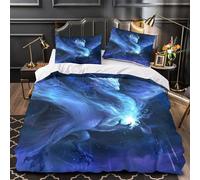 Fantasy Dragon Duvet Cover 3D Design Printed Wrinkle-Resistant 3 Pieces Bedding Set Zipper magical Fantasy Quilt Cover Super Soft Breathable for Teens Kids Girls Boys Women Adults King（220x240cm）