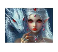 Fantasy Dragon Elf 1000 Pieces Mini Jigsaw Puzzle for Adults | 52x38cm Cardboard, Living Room Decor, Durable Structure, Birthday Gift, Mind Relaxation