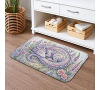 Fantasy Dragon Floral Quick Dry Bath Mat, Fanciful Nature Absorbent Non Slip Shower Mat, Spring Decorative Flannel Washable Bath Rugs 16x24 Inch