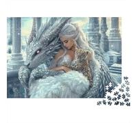Fantasy Dragon Girl 1000 Piece Puzzle for Adults Paper Jigsaw Educational Fantasy Design Puzzle Mindful Decor 70x50cm/1000pcs