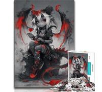 Fantasy Dragon Girl Jigsaw Puzzles 1000 Pieces for Adults Teens,Staycation Kill Time with Fully Interlocking Randomly Shaped Pieces (50x75cm)