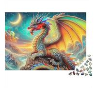 Fantasy Dragon Jigsaw Puzzle for Adults 1000 Piece Jigsaw Puzzle Night Sky Relaxing Gift Home Decor 70x50cm/1000pcs