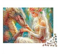 Fantasy Dragon Lady 1000 Piece Puzzles Colorful Princess Dragon Wall Decoration Educational Game for Men And Women Challenging Jigsaw Jigsaw Puzzles for Adults 52x38cm/1000pcs