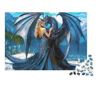 Fantasy Dragon Lady Colourful Black Dragon & Lady 1000 Pieces Jigsaws Adults The Impossible Challenge Home Activity 52x38cm/1000pcs