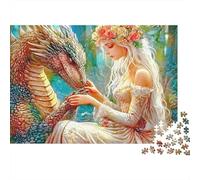 Fantasy Dragon Lady Colourful Golden Dragon & Lady 1000 Pieces Jigsaw for Adults The Impossible Challenge Brain Development 38x26cm/1000pcs