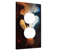 Fantasy Dragon Light Switch Cover Plate/Outlet Covers, Dual Color Dragons for Wall Decor, Thermoplastic Wall Plates, Standard Size Single Duplex Outlet