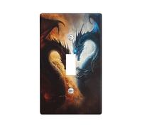 Fantasy Dragon Light Switch Cover Plate/Outlet Covers, Dual Color Dragons for Wall Decor, Thermoplastic Wall Plates, Standard Size Single Toggle
