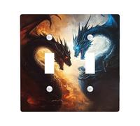Fantasy Dragon Light Switch Cover Plate/Outlet Covers, Dual Color Dragons for Wall Decor, Thermoplastic Wall Plates, Standard Size Double Toggle