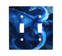 Fantasy Dragon Light Switch Cover Plates/Outlet Covers, Blue Night Sky for Wall Accents, Thermoplastic Wall Plates, Standard Size Double Toggle