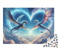 Fantasy Dragon Love 1000 Piece Premium Cardstock Jigsaw Puzzle for Couple Partners, Concentration Training, Indoor Leisure, Perfect Housewarming Gift 38x26cm/1000pcs
