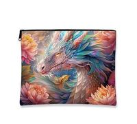 Fantasy Dragon Makeup Bag, Colorful Floral Cosmetic Travel Bags for Women, Portable Small Canvas Zipper Pouch, Gift Skincare Toiletry Bag Organizer, Multicolor, 7x9 Inch, Dragon