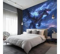 Fantasy Dragon Mural Wallpaper, Lightning Sci Fi Wallpaper for Bedroom, Living Room, TV Backdrop, Office, Hotel Wall Background Decoration Non-Woven Wall Paper 100 X 70 cm (WxH) okd106