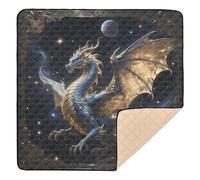 Fantasy Dragon Night Sky Art Soft Foam Baby Playmat for Indoor Outdoor Cozy Breathable Tummy Time Mat for Babies Infants Toddlers, 50'' x 50''