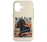 Fantasy Dragon on Books & Flowers Book Lover Reader Reading Case for iPhone 16