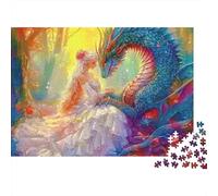 Fantasy Dragon Princess 1000 Pieces Paper Jigsaw Puzzle for Adults Educational Brain Challenge Wall Decoration 70x50cm/1000pcs