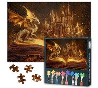 Fantasy Dragon Puzzles for Adults 1000 Pieces, Medieval Castles Jigsaw Puzzles, Open Book Adult Puzzle for Adults, Educational Fun Games or Toys for Elders Friends 20X27 INCH