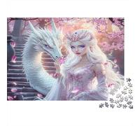 Fantasy Dragon Queen 100% Recycled Cardboard White Dragon & Queen 1000 Piece Puzzle for Adults The Impossible Challenge Fun Present 38x26cm/1000pcs