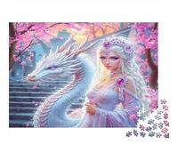 Fantasy Dragon Queen 1000pcs Jigsaws for Adults, Premium Cardboard, Sakura Dragon Girl, Challenging Puzzle, Mental Workout Leisure Activity, Boosts Memory & Patience for All Lovers 38x26cm/1000pcs