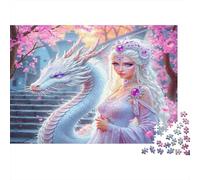 Fantasy Dragon Queen Puzzles 1000 Pieces for Adults Jigsaw Puzzles for AdultsWhite Elf Dragon 1000 Piece Puzzle Classic Educational Games Beautiful Decoration PuzzledChallenging