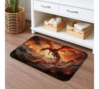 Fantasy Dragon Quick Dry Bath Mat, Artistic Orange Flames Non Slip Shower Mat, Seasonal Decorative Washable Bath Rugs for Bathroom Toilet Restroom 16x24 Inch