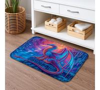Fantasy Dragon Quick Dry Bath Mat, Colorful Mystical Creature Absorbent Non Slip Shower Mat, Artistic Flannel Washable Bath Rugs for Bathroom Toilet Restroom Decorative 20x32 Inch