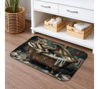 Fantasy Dragon Quick Dry Bath Mat, Vintage Gothic Art Absorbent Non Slip Shower Mat, Autumn Decorative Flannel Washable Bath Rugs for Bathroom Toilet Restroom 16x24 Inch