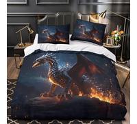 Fantasy Dragon Quilt Cover 3D Print Easy Care 3 Pieces Bed Set Hidden Zipper mythical Creature Art_5 Comforter Cover Extra Soft Washable for Adults Kids Teens Women Youth Double（200x200cm）