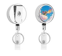 Fantasy Dragon Retractable Work Badge Holder Keychain Badge Reel 24.4" Cord & 360° Swivel Alligator Clip Heavy Duty Id Name Tag Holder for Nurses Doctors Teachers Office Workers