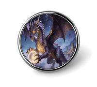Fantasy Dragon Round Badge Pin, 1 Inch Durable Non-Fading Lapel Pin, Versatile Metal Button Badges, Lightweight Decorative Brooch for Clothing Accessories Personalized Gifts