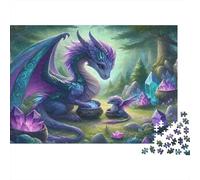 Fantasy Dragon Scene 1000pc Moon Face Art Thick Cardboard Jigsaw Puzzle for Stress Relief Seekers Christmas Gathering Home Decor Casual Gamers Staycation Entertainment 52x38cm/1000pcs