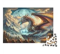 Fantasy Dragon Scene-epic Fantasy Artwork 1000 Piece Puzzles for Adults with No Puzzle Dust Colourful Jigsaws for Anxiety Relief Games during Family Puzzle Night 52x38cm/1000pcs