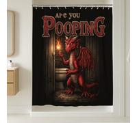 Fantasy Dragon Shower Curtain, Fiery Red Decorative Bathroom Set, Halloween Themed Modern Art Waterproof Fabric Shower Curtain with Hooks 54x78 Inch
