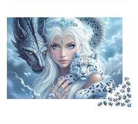 Fantasy Dragon Snow Leopard 1000pc Jigsaw Puzzle Set Jigsaw Puzzle for Adults Relaxing Focus Home Decoration Gift 70x50cm/1000pcs