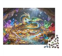 Fantasy Dragon Treasure Cave 1000 Piece Jigsaw Puzzle Paper for Adults Magical Dungeon Scene Focus Booster Home Decor Family Leisure Gift 52x38cm/1000pcs